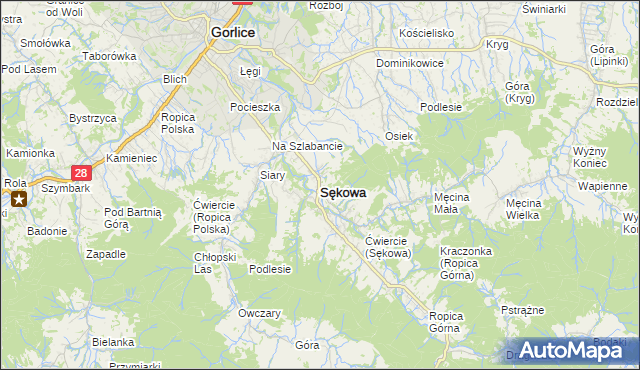 mapa Sękowa, Sękowa na mapie Targeo