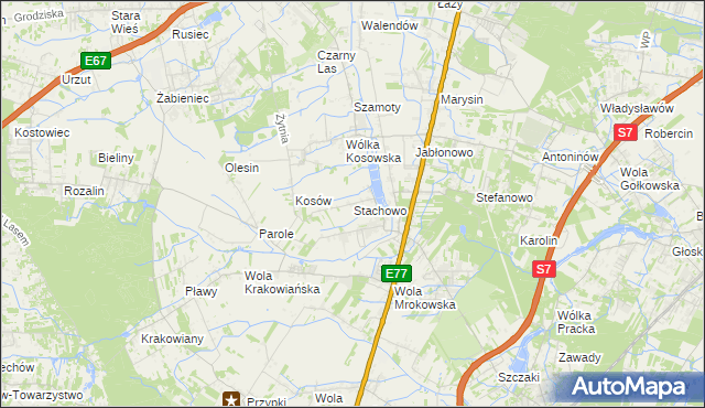 mapa Stachowo gmina Lesznowola, Stachowo gmina Lesznowola na mapie Targeo