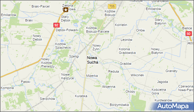 mapa Stara Sucha gmina Nowa Sucha, Stara Sucha gmina Nowa Sucha na mapie Targeo