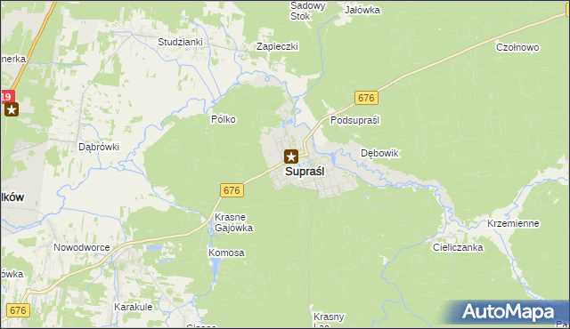 mapa Supraśl, Supraśl na mapie Targeo