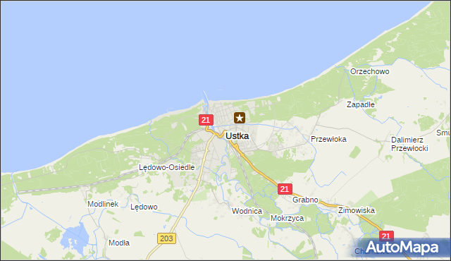 mapa Ustka, Ustka na mapie Targeo