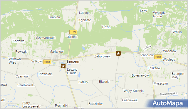 mapa Zaborówek gmina Leszno, Zaborówek gmina Leszno na mapie Targeo