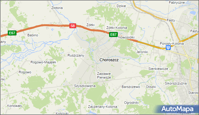 mapa Choroszcz, Choroszcz na mapie Targeo