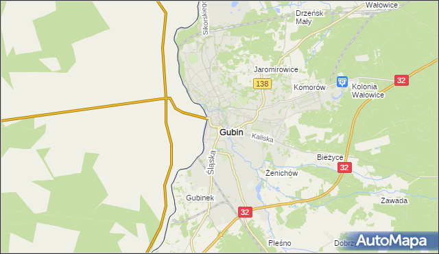 mapa Gubin, Gubin na mapie Targeo