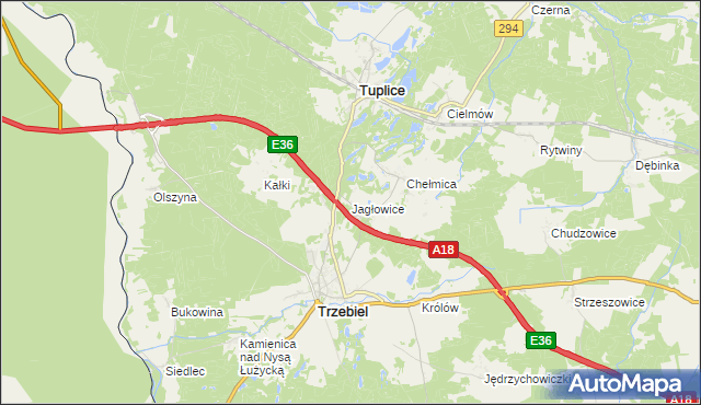 mapa Jagłowice, Jagłowice na mapie Targeo