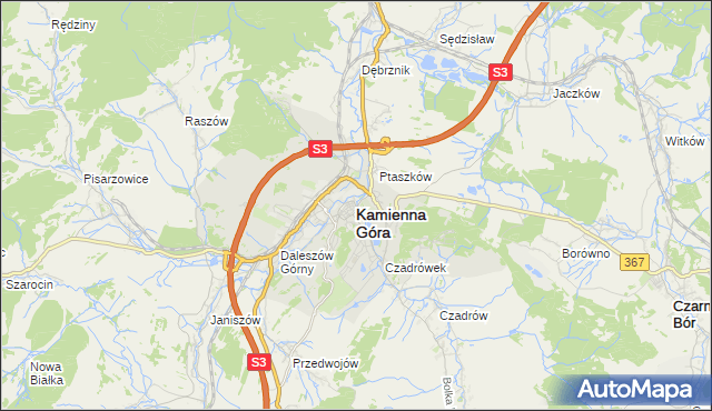 mapa Kamienna Góra, Kamienna Góra na mapie Targeo