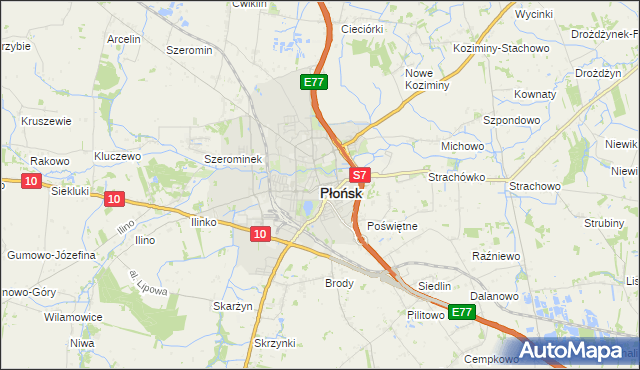 mapa Płońsk, Płońsk na mapie Targeo