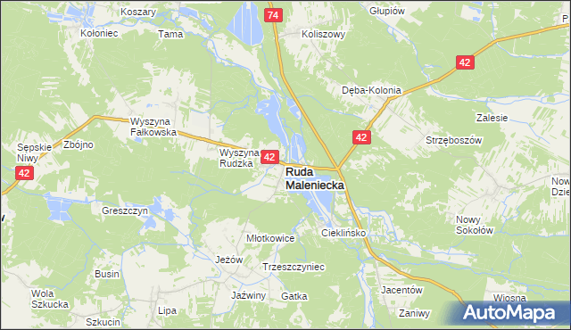 mapa Ruda Maleniecka, Ruda Maleniecka na mapie Targeo