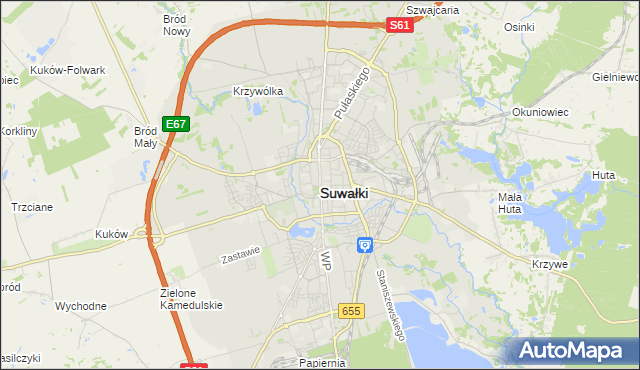 mapa Suwałk, Suwałki na mapie Targeo