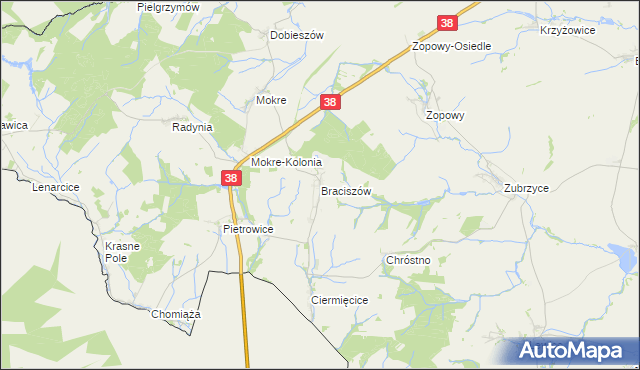 mapa Braciszów, Braciszów na mapie Targeo