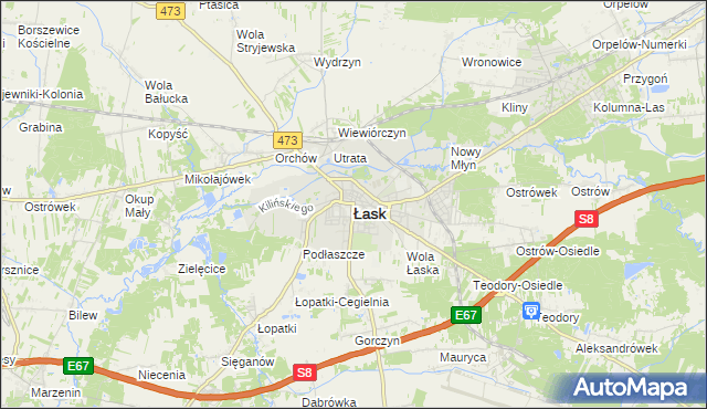 mapa Łask, Łask na mapie Targeo