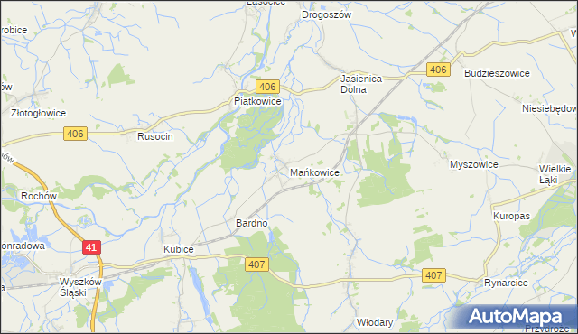 mapa Mańkowice, Mańkowice na mapie Targeo