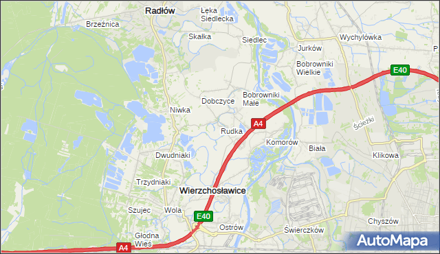 mapa Rudka gmina Wierzchosławice, Rudka gmina Wierzchosławice na mapie Targeo