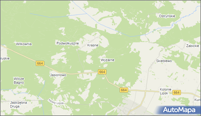 mapa Wyżarne, Wyżarne na mapie Targeo