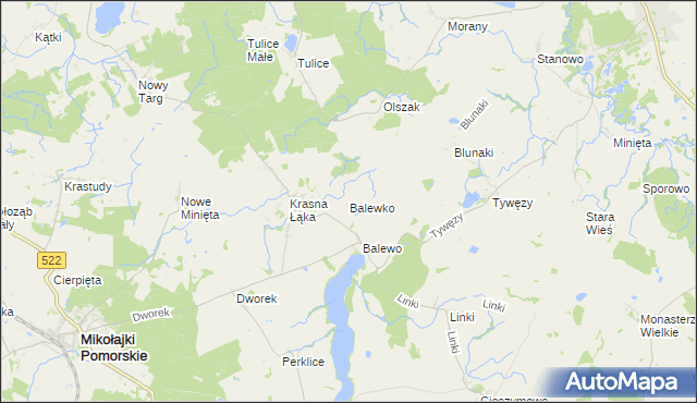 mapa Balewko, Balewko na mapie Targeo