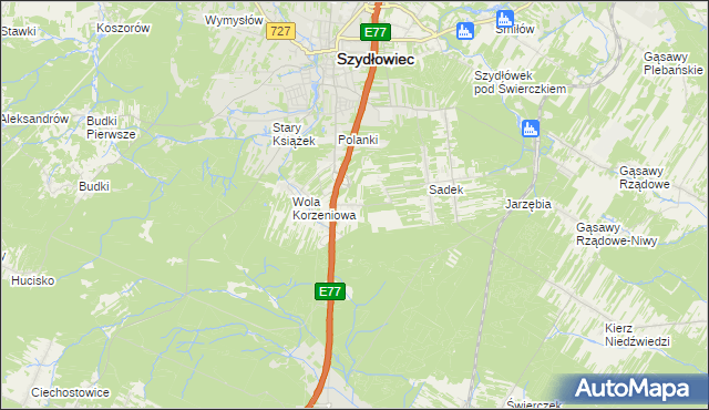 mapa Barak gmina Szydłowiec, Barak gmina Szydłowiec na mapie Targeo