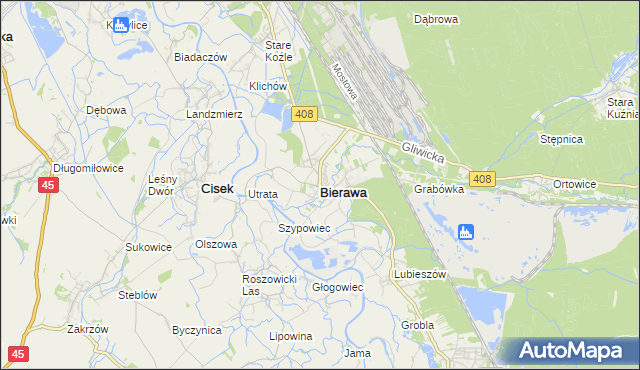 mapa Bierawa, Bierawa na mapie Targeo