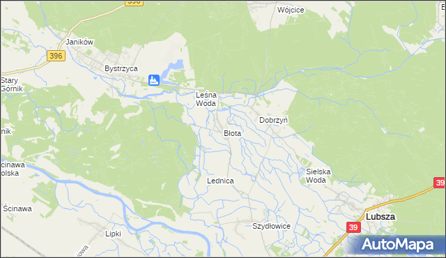 mapa Błota gmina Lubsza, Błota gmina Lubsza na mapie Targeo