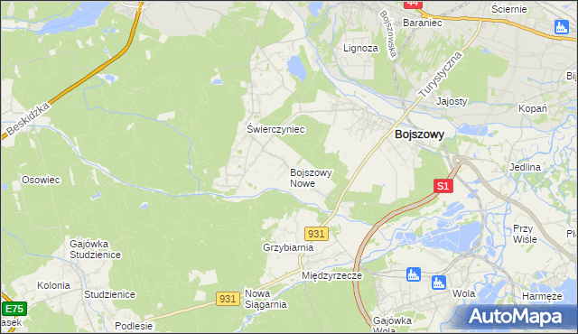 mapa Bojszowy Nowe, Bojszowy Nowe na mapie Targeo