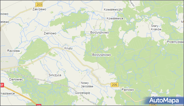 mapa Borzyszkowo gmina Sławno, Borzyszkowo gmina Sławno na mapie Targeo