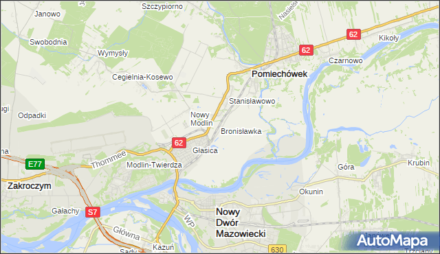 mapa Bronisławka gmina Pomiechówek, Bronisławka gmina Pomiechówek na mapie Targeo