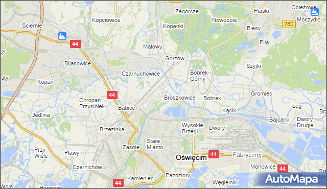 mapa Broszkowice, Broszkowice na mapie Targeo