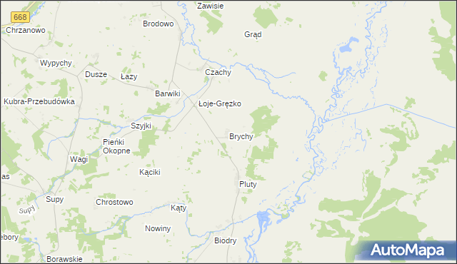 mapa Brychy, Brychy na mapie Targeo