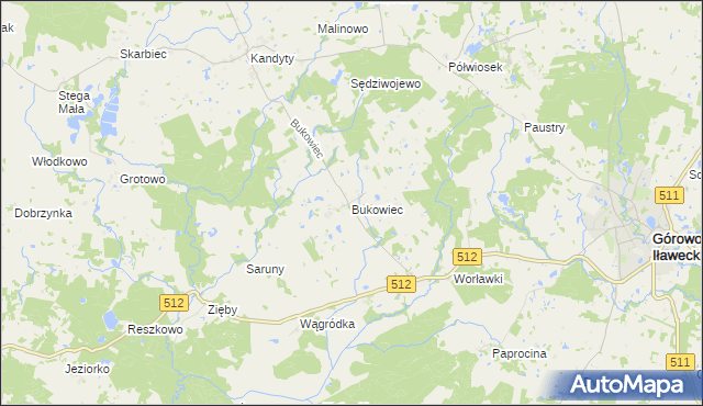 mapa Bukowiec gmina Górowo Iławeckie, Bukowiec gmina Górowo Iławeckie na mapie Targeo