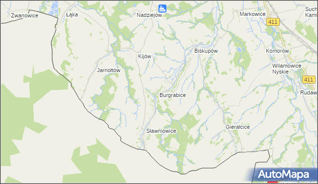 mapa Burgrabice, Burgrabice na mapie Targeo