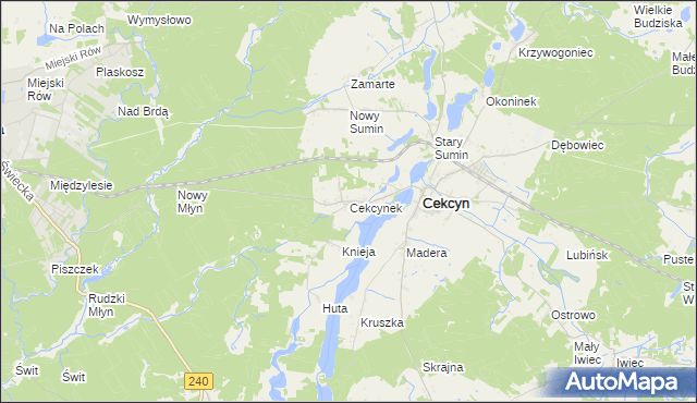 mapa Cekcynek, Cekcynek na mapie Targeo