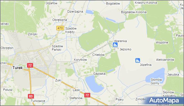 mapa Chlebów gmina Turek, Chlebów gmina Turek na mapie Targeo