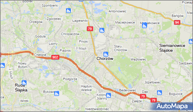 mapa Chorzów, Chorzów na mapie Targeo