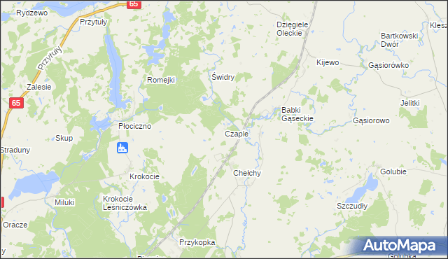 mapa Czaple gmina Ełk, Czaple gmina Ełk na mapie Targeo