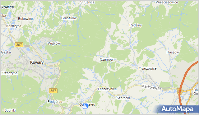 mapa Czarnów gmina Kamienna Góra, Czarnów gmina Kamienna Góra na mapie Targeo