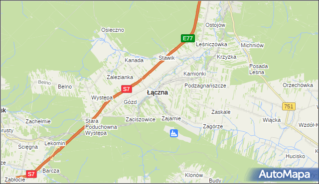 mapa Czerwona Górka gmina Łączna, Czerwona Górka gmina Łączna na mapie Targeo