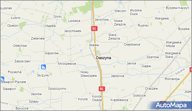 mapa Daszyna, Daszyna na mapie Targeo