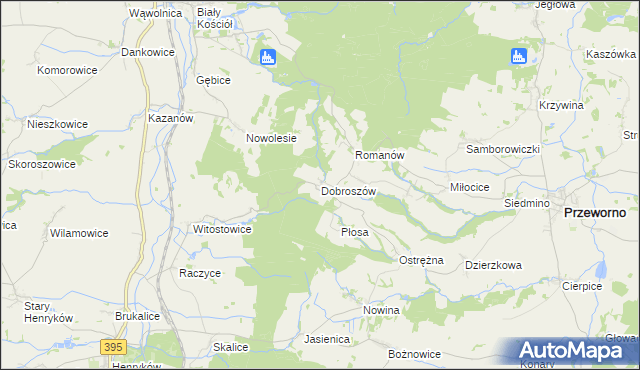 mapa Dobroszów gmina Przeworno, Dobroszów gmina Przeworno na mapie Targeo