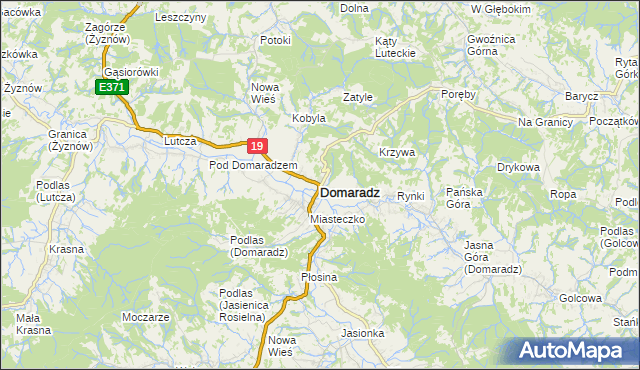 mapa Domaradz powiat brzozowski, Domaradz powiat brzozowski na mapie Targeo