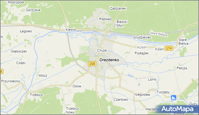 mapa Drezdenko, Drezdenko na mapie Targeo