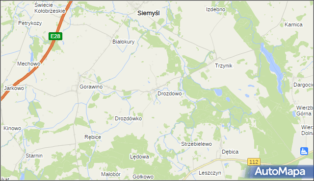 mapa Drozdowo gmina Rymań, Drozdowo gmina Rymań na mapie Targeo