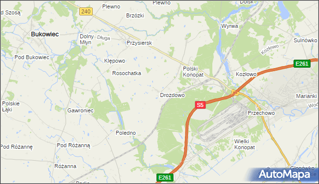 mapa Drozdowo gmina Świecie, Drozdowo gmina Świecie na mapie Targeo