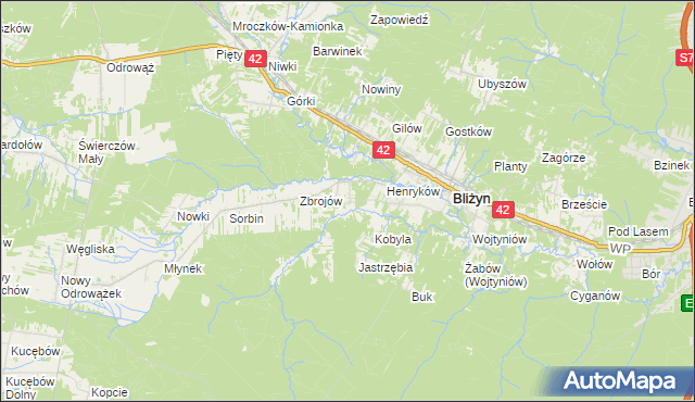 mapa Drożdżów, Drożdżów na mapie Targeo