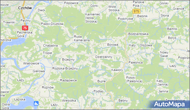 mapa Dzierżaniny, Dzierżaniny na mapie Targeo