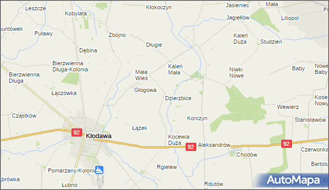 mapa Dzierzbice, Dzierzbice na mapie Targeo