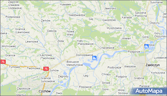 mapa Faliszewice, Faliszewice na mapie Targeo