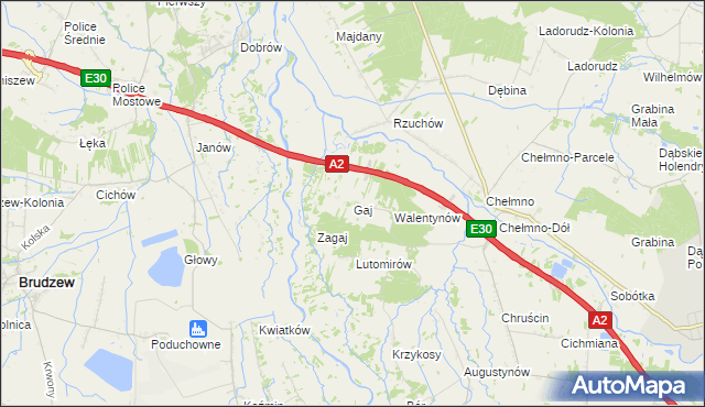 mapa Gaj gmina Dąbie, Gaj gmina Dąbie na mapie Targeo