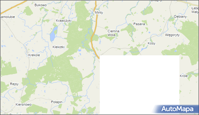 mapa Galiny gmina Bartoszyce, Galiny gmina Bartoszyce na mapie Targeo