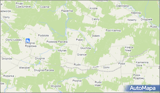 mapa Głuchów gmina Raków, Głuchów gmina Raków na mapie Targeo