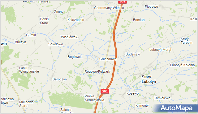 mapa Gniazdowo gmina Stary Lubotyń, Gniazdowo gmina Stary Lubotyń na mapie Targeo