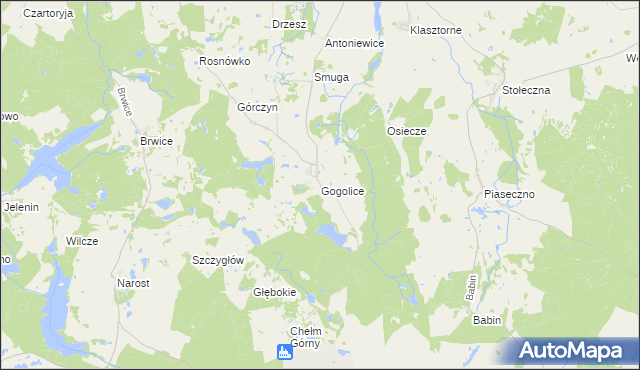 mapa Gogolice gmina Trzcińsko-Zdrój, Gogolice gmina Trzcińsko-Zdrój na mapie Targeo